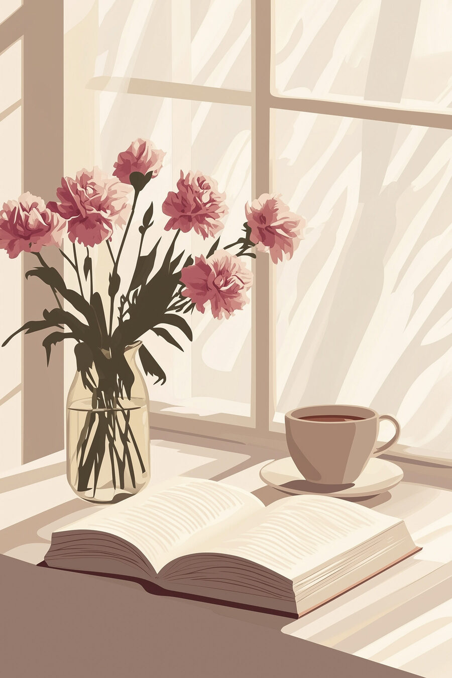 Libro e fiori rosa — design completo