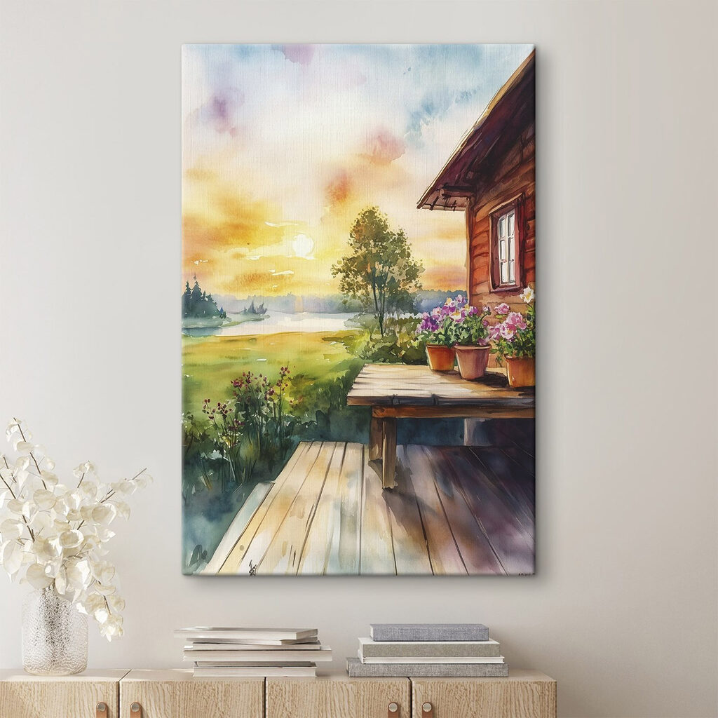 Veranda al tramonto in un ambiente
