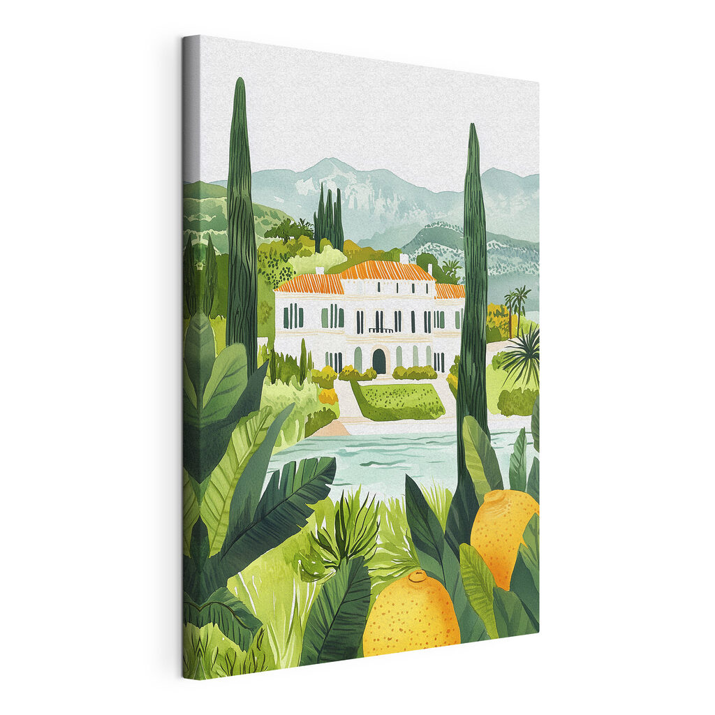 Villa tra i limoni, tela tesa e bordo avvolto