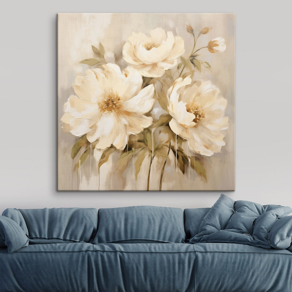Fiori crema su beige in un ambiente