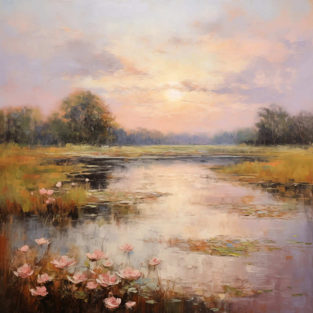 Lago al tramonto — design completo
