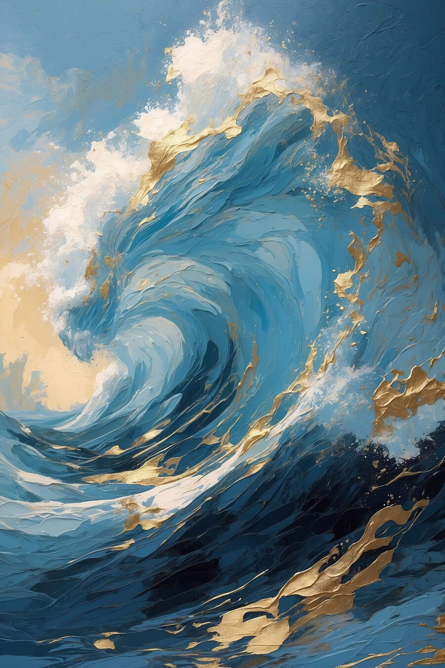 Onda blu, schiuma dorata — design completo