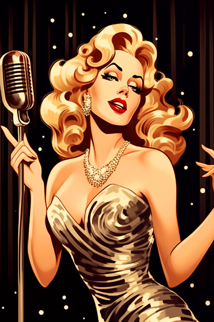 Cantante con microfono dorato — design completo