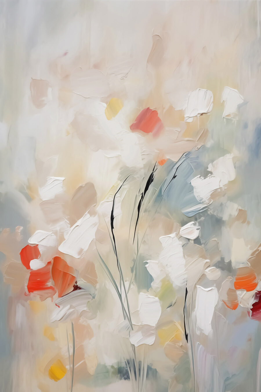 Fiori tra pennellate pallide — design completo