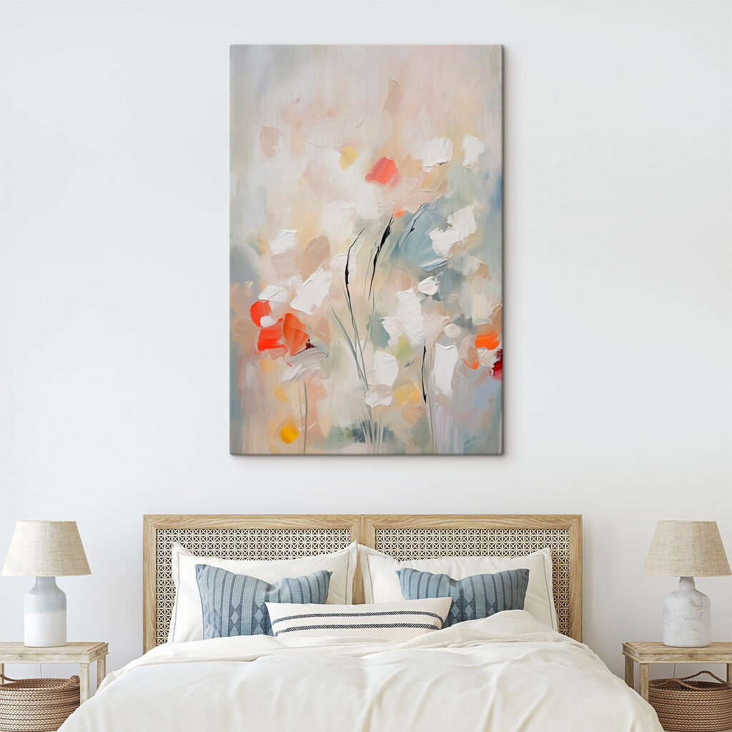 Fiori tra pennellate pallide — ambiente 2