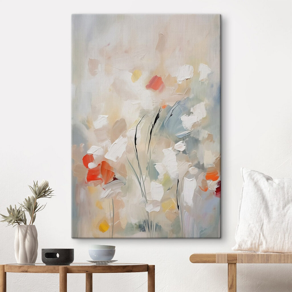 Fiori tra pennellate pallide — ambiente 1