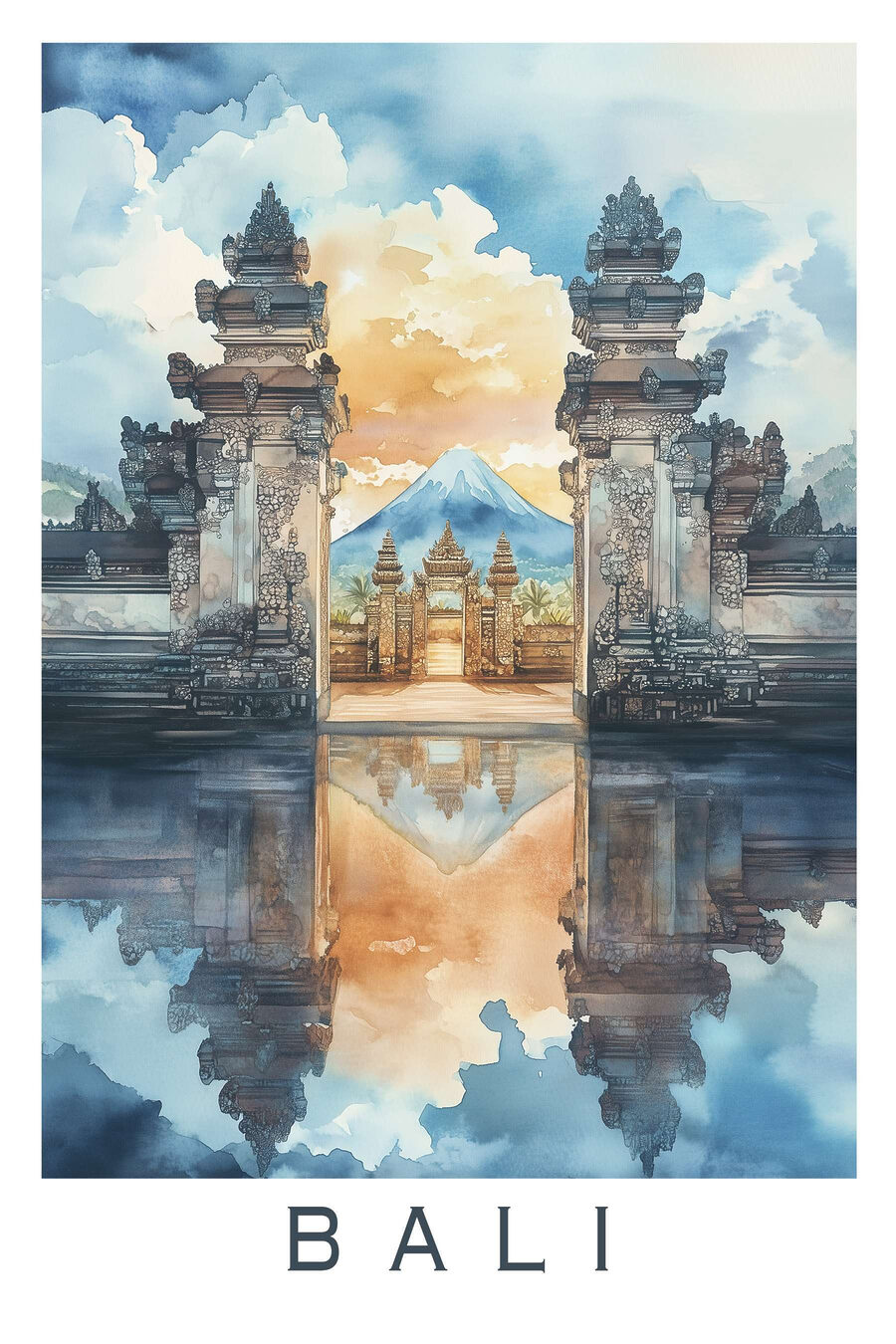 Porta balinese ad acquerello — design completo