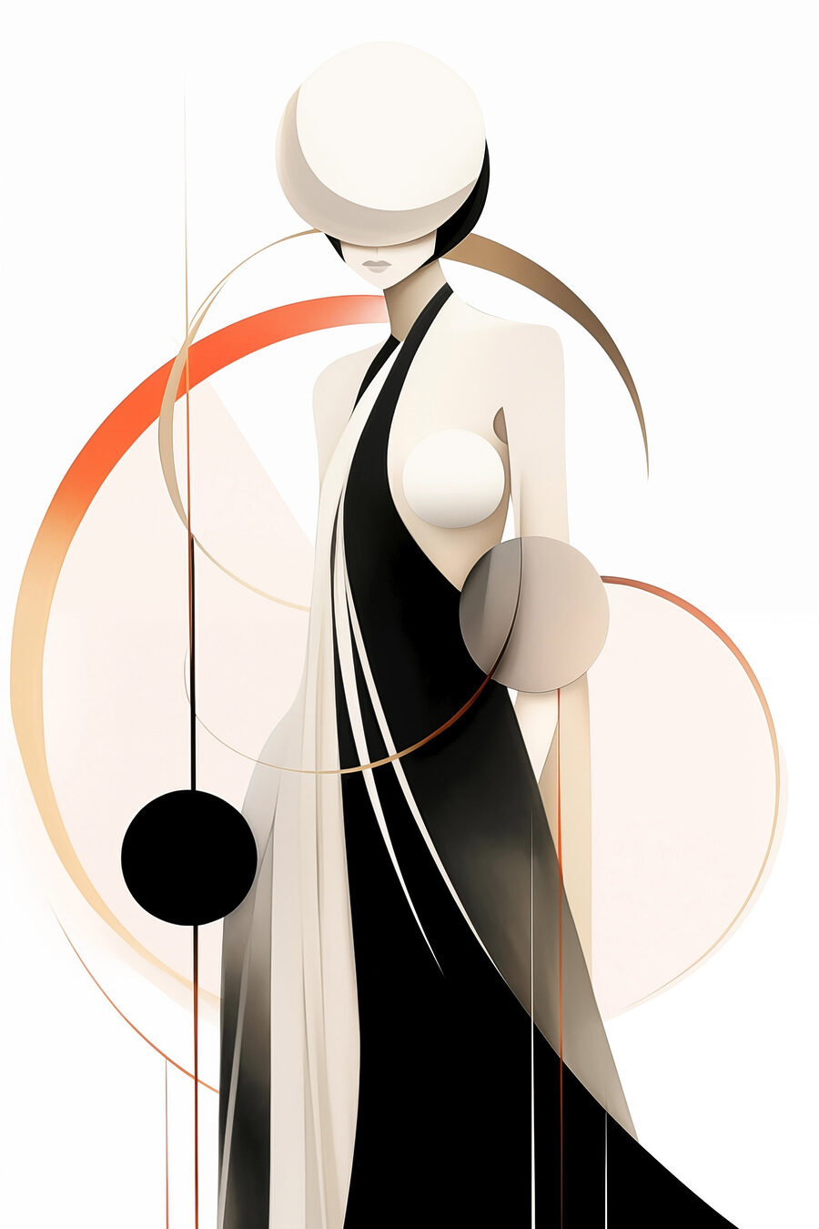 Figura lunga tra archi — design completo
