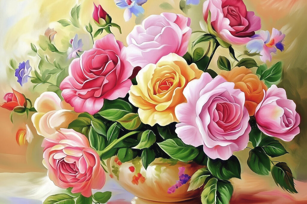 Bouquet di rose vivaci — design completo
