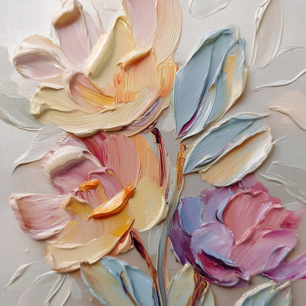 Fiori pastello con pennellate — design completo