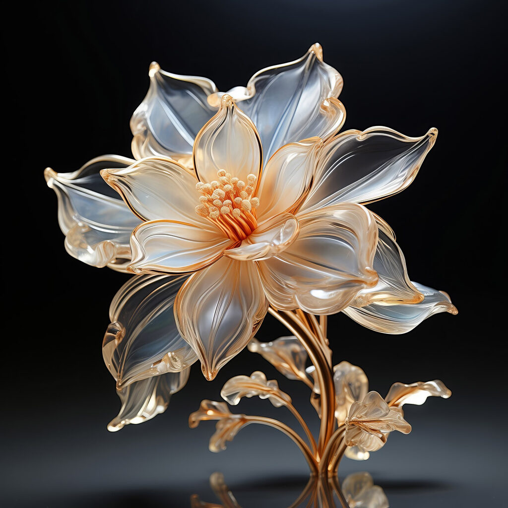 Fiore blu e oro — design completo