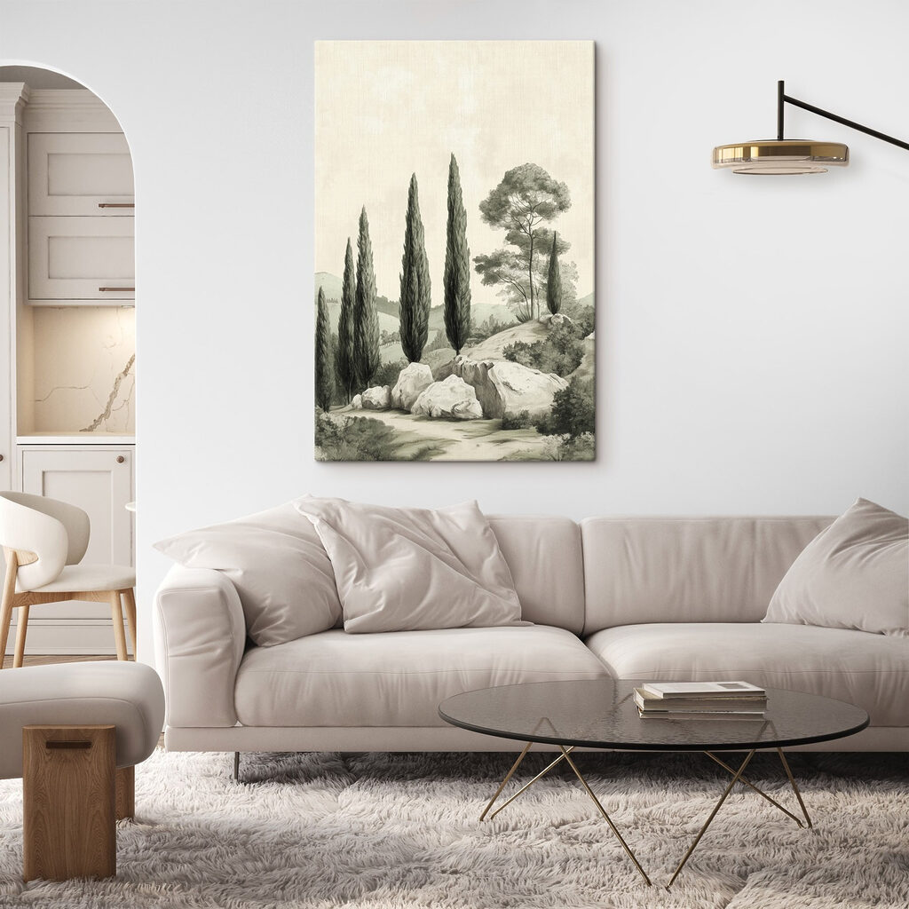 Cipressi sopra roccia pallida — ambiente 2