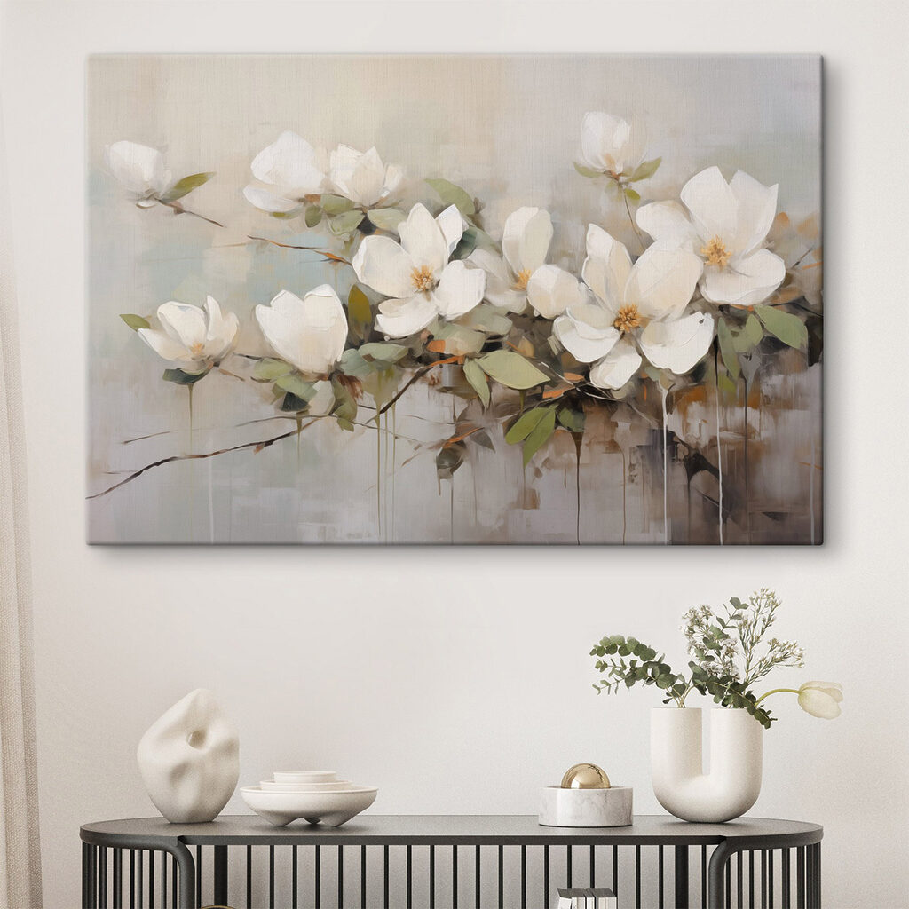 Ramo di magnolia bianca in un ambiente
