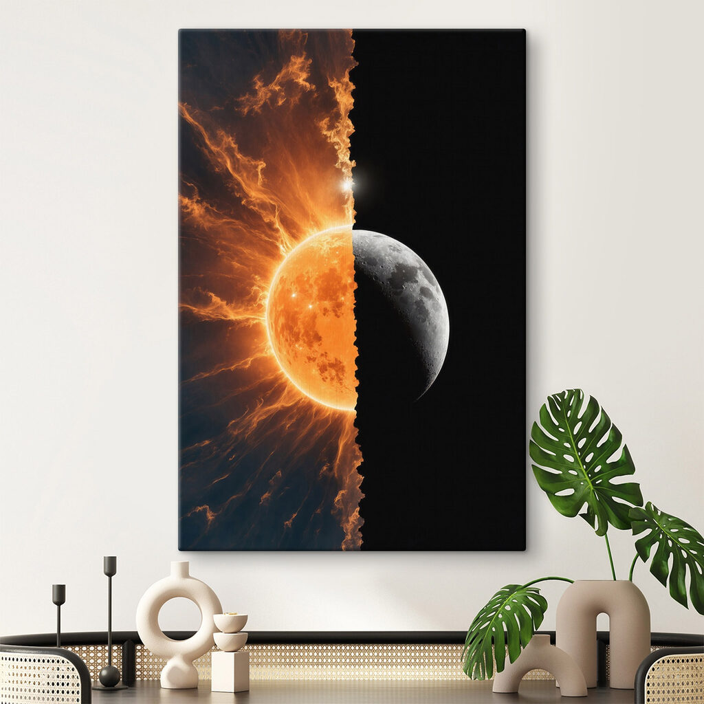 Sole incontra la luna in un ambiente