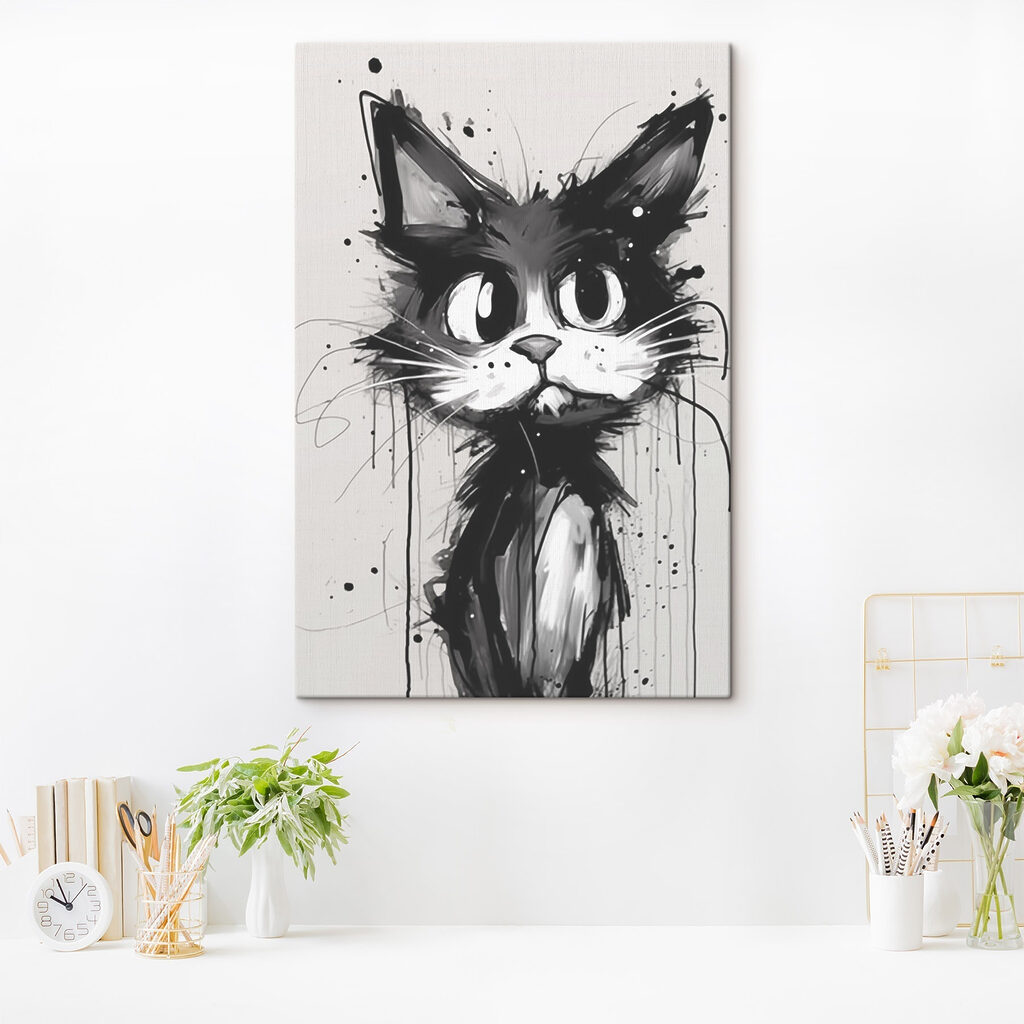 Gatto a inchiostro in un ambiente