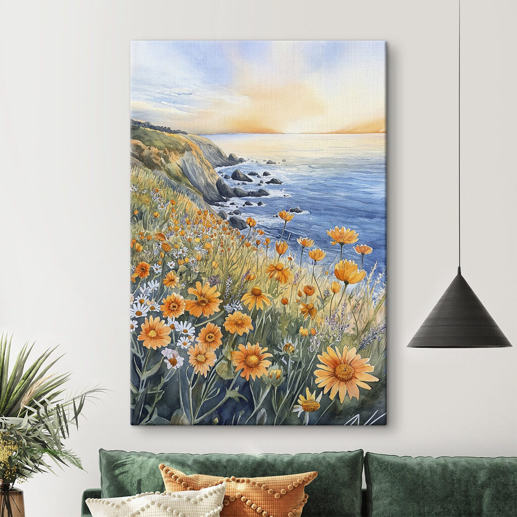 Fiori gialli sulla costa in un ambiente