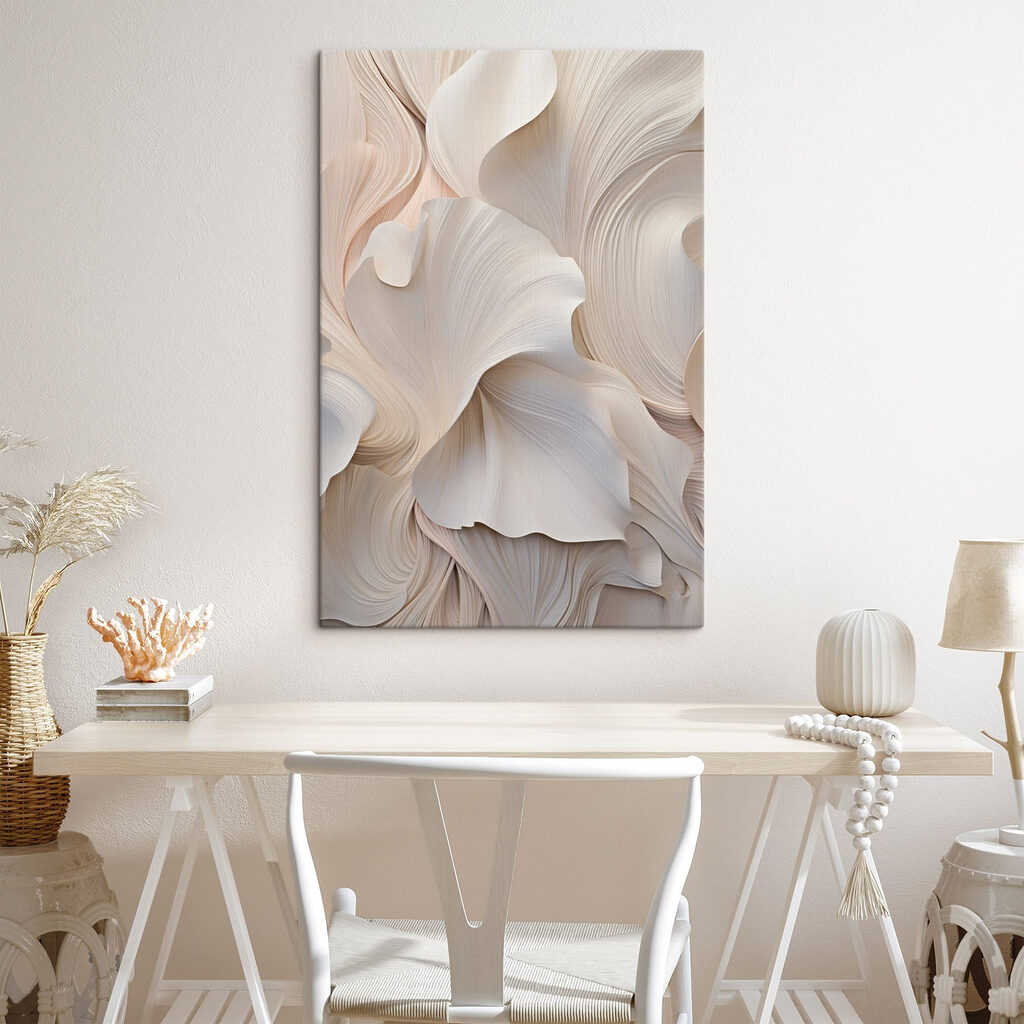 Foglie arricciate color crema in un ambiente