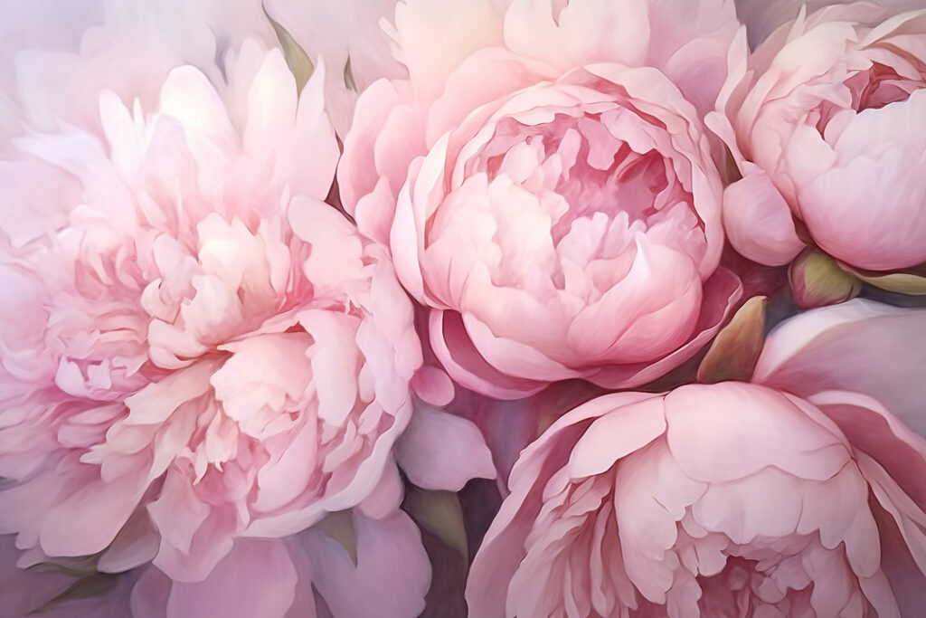 Peonie rosa in fiore — design completo