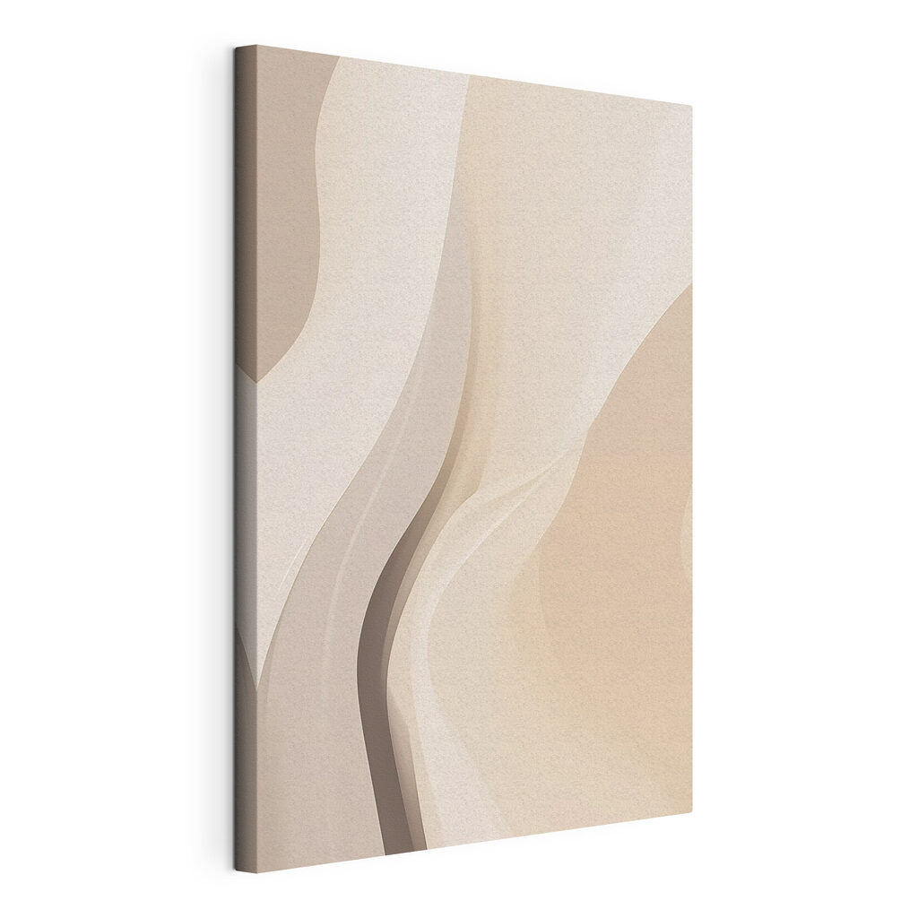 Curva beige e ombra, tela tesa e bordo avvolto