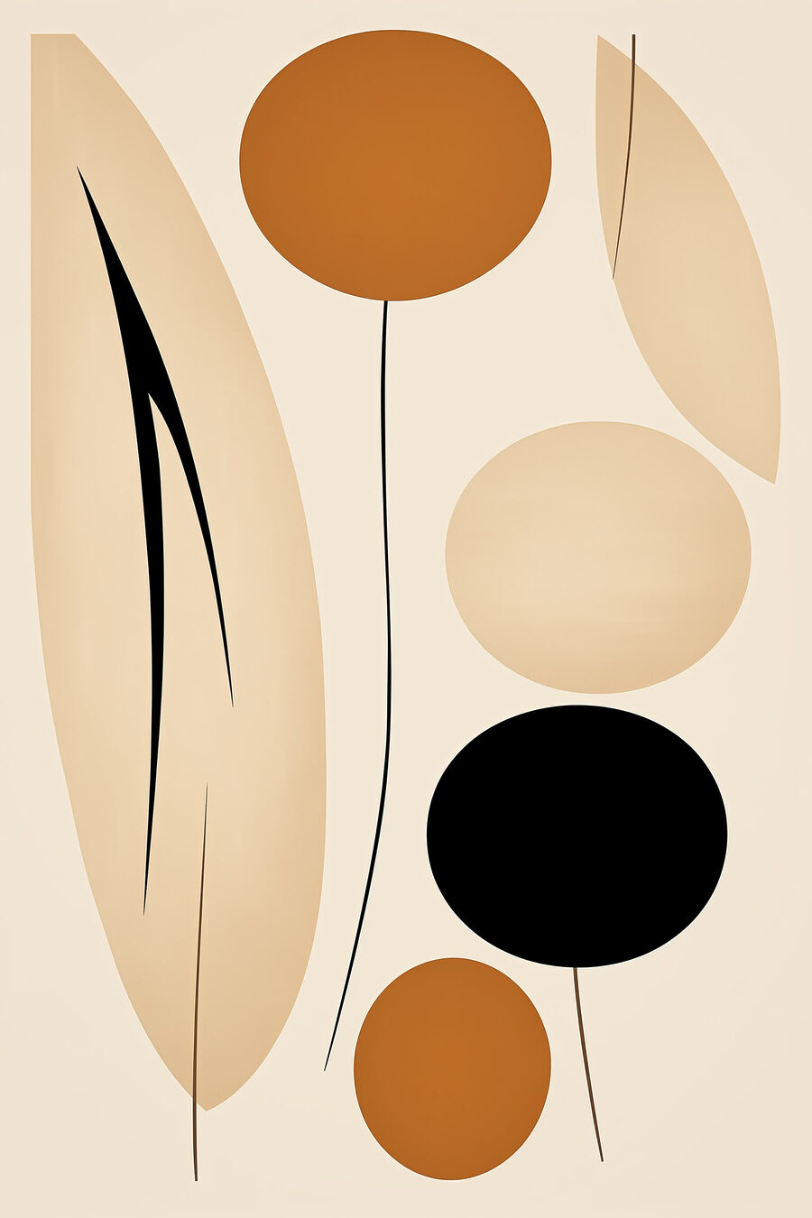 Sfere ocra e foglie — design completo
