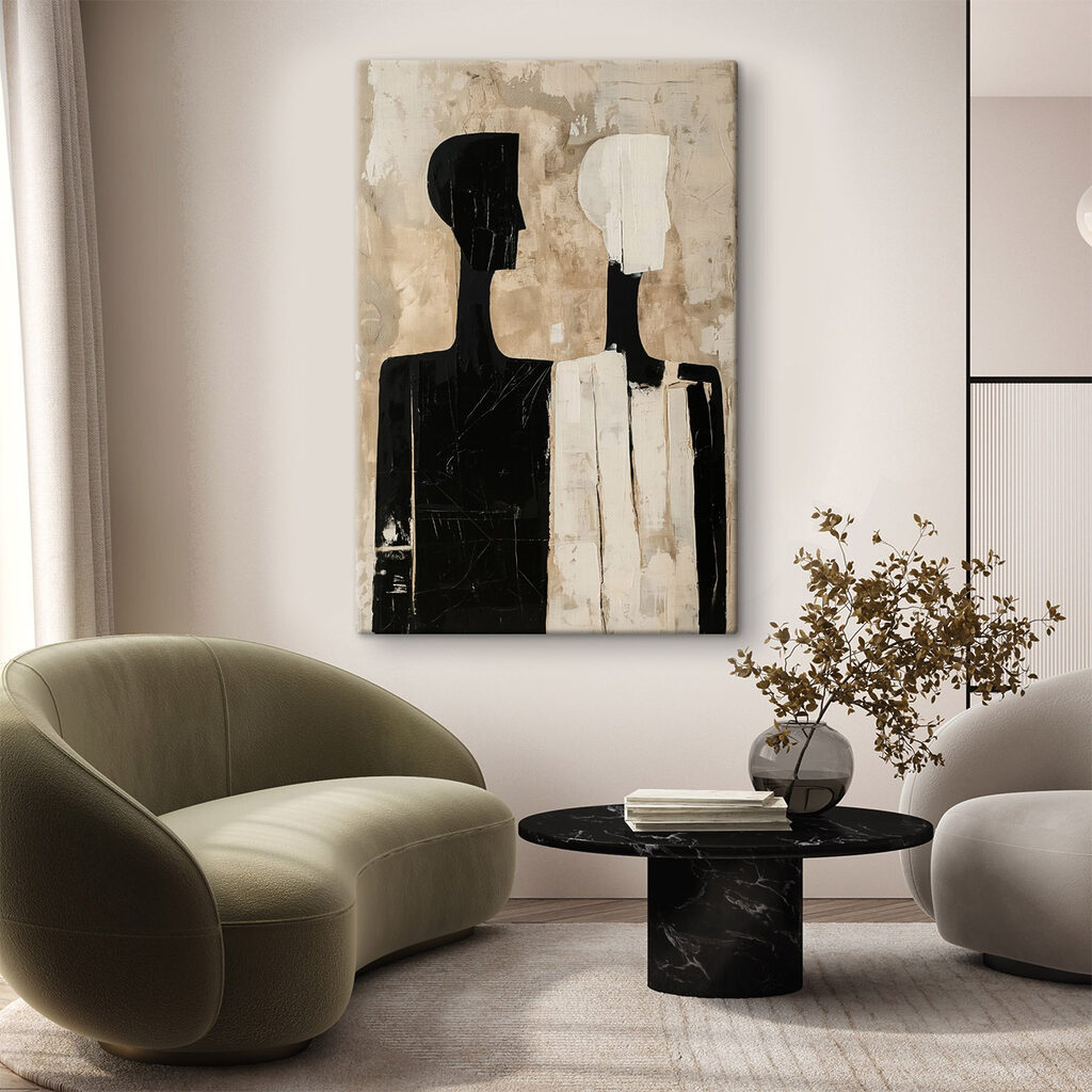 Figure bianco e nero in un ambiente