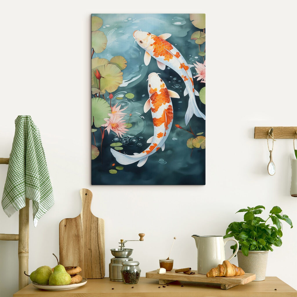 Koi tra le ninfee in un ambiente