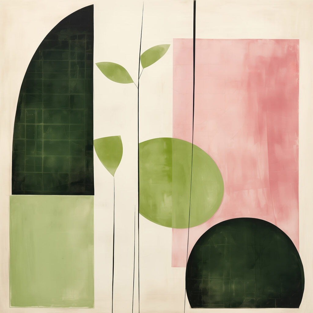 Foglie verdi sul rosa — design completo