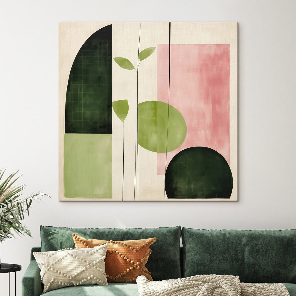 Foglie verdi sul rosa — ambiente 3