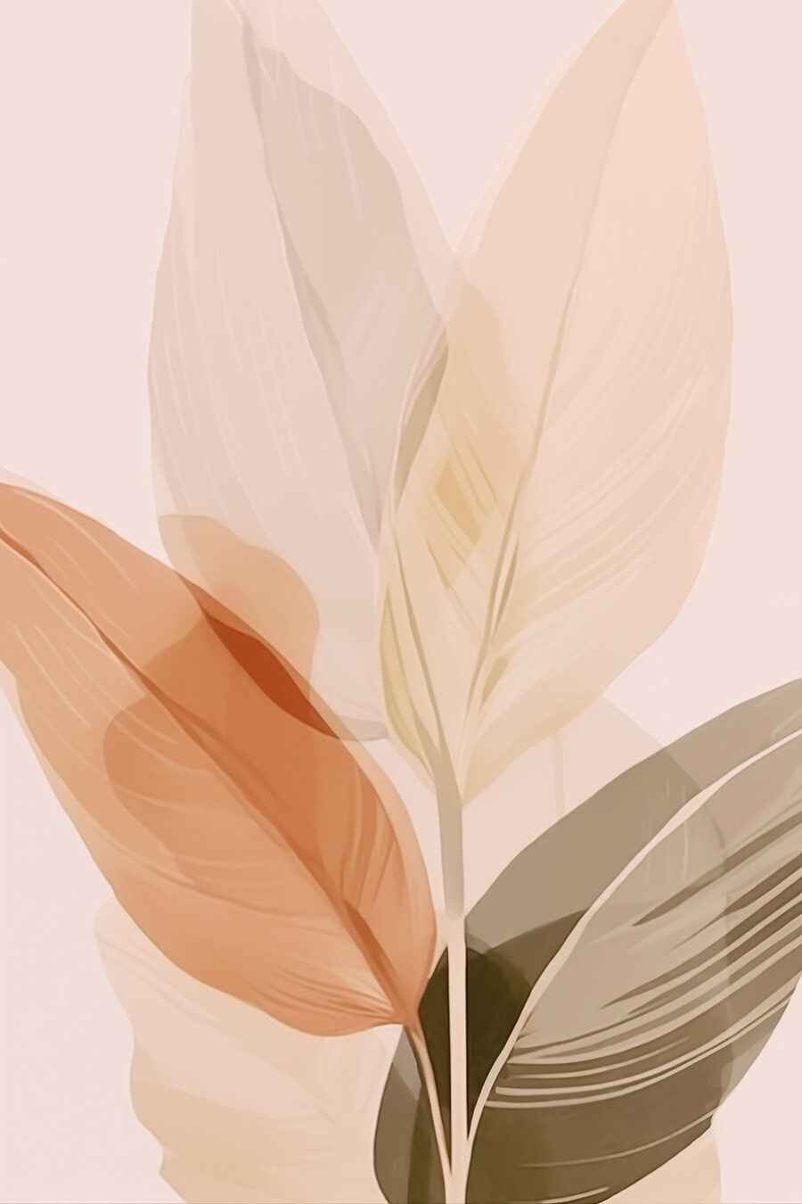 Foglie pastello nervate — design completo