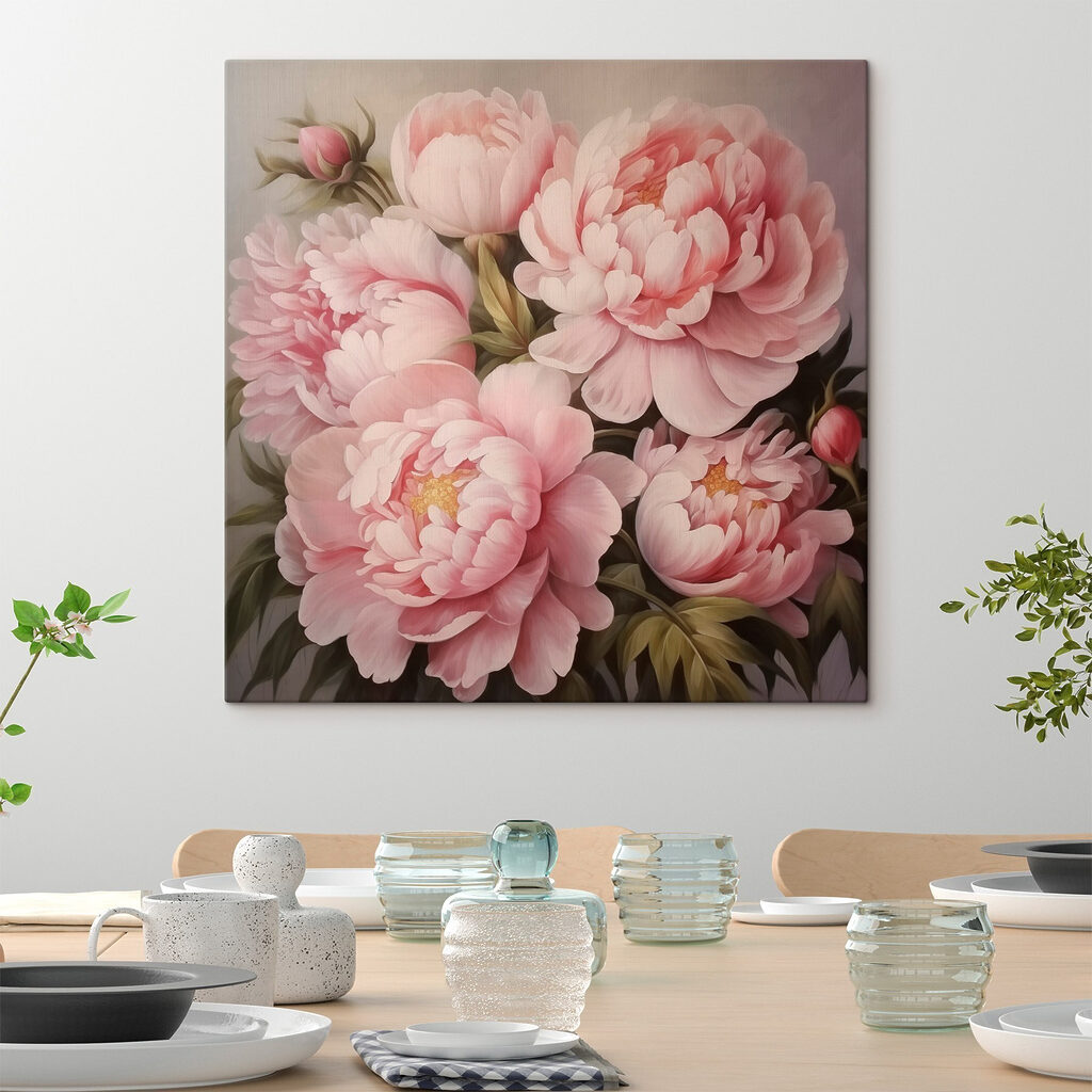 Peonie con boccioli morbidi in un ambiente