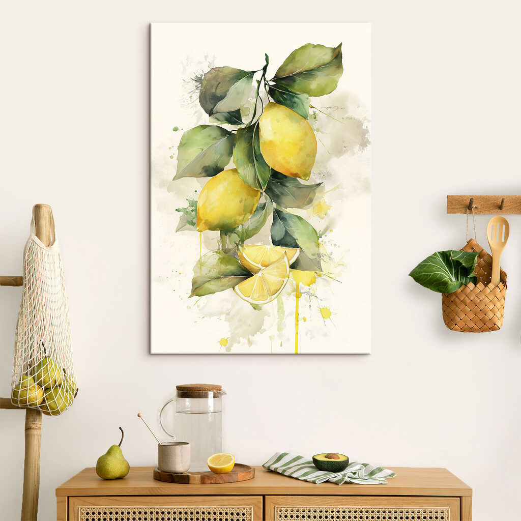 Tre limoni con fette in un ambiente