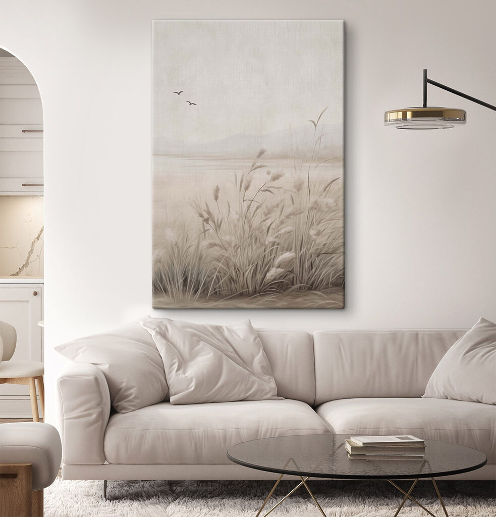 Uccelli sopra steli beige — ambiente 1
