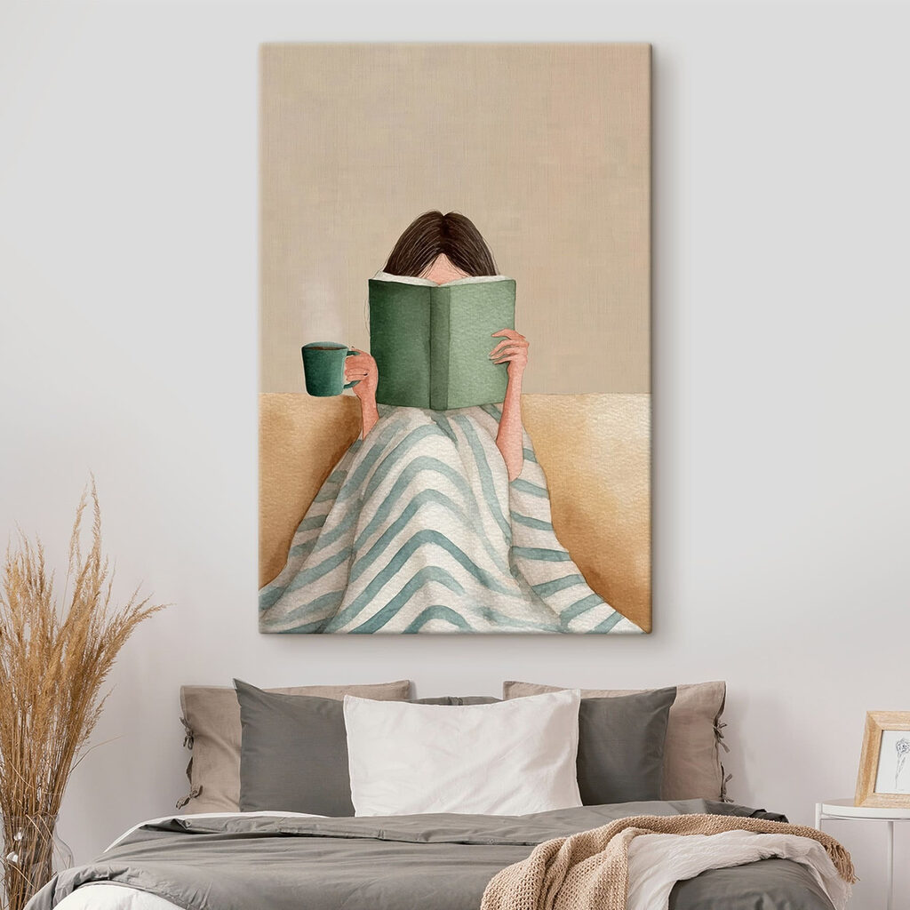 Lettura con libro verde in un ambiente