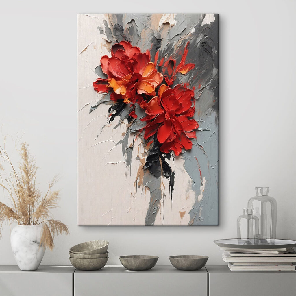 Fiori tra linee grigie in un ambiente