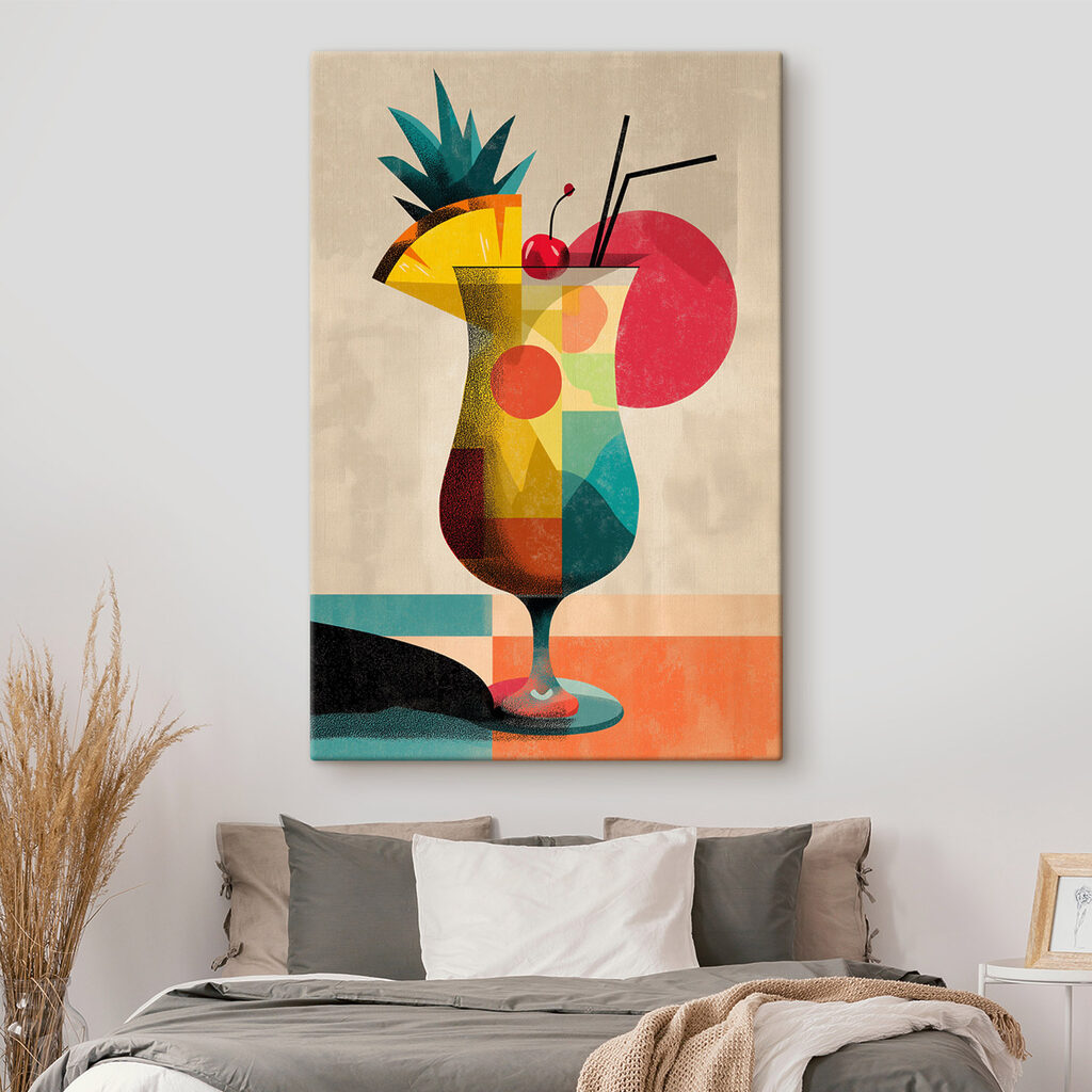Cocktail con cerchio rosso in un ambiente