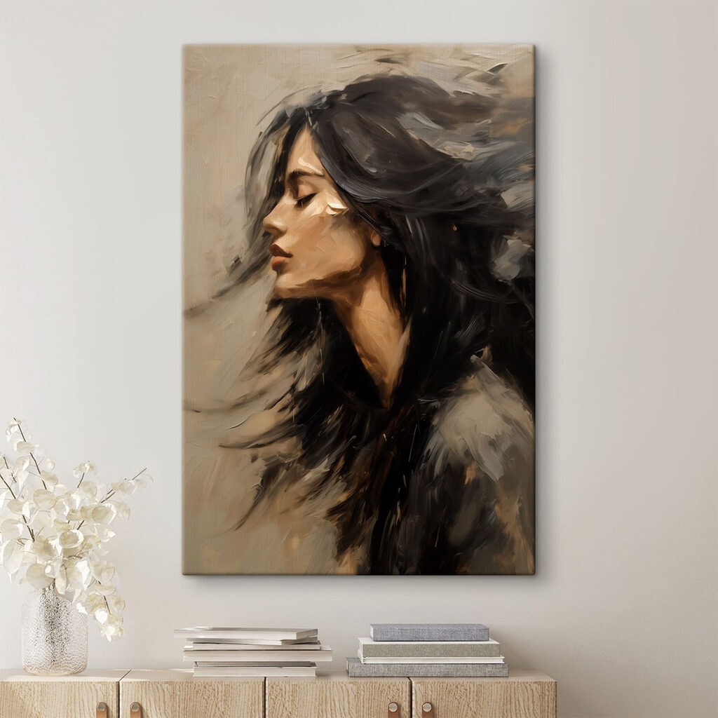 Capelli scuri al vento — ambiente 1
