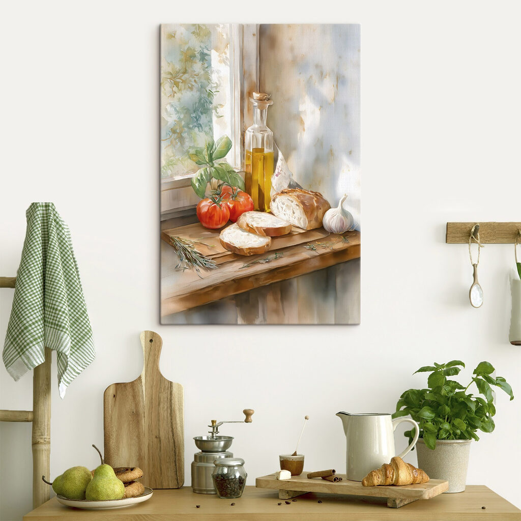 Pane e pomodori maturi in un ambiente