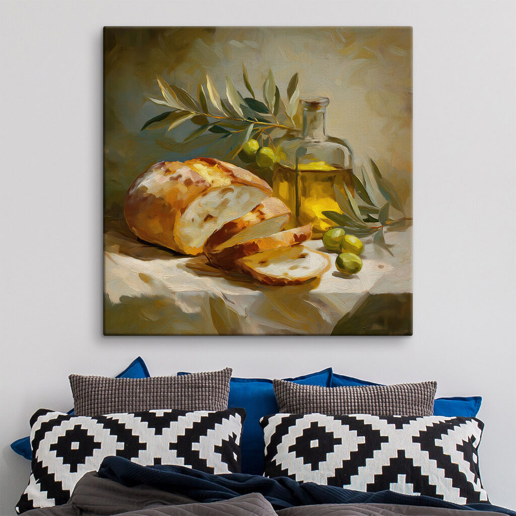 Pane e olive in un ambiente