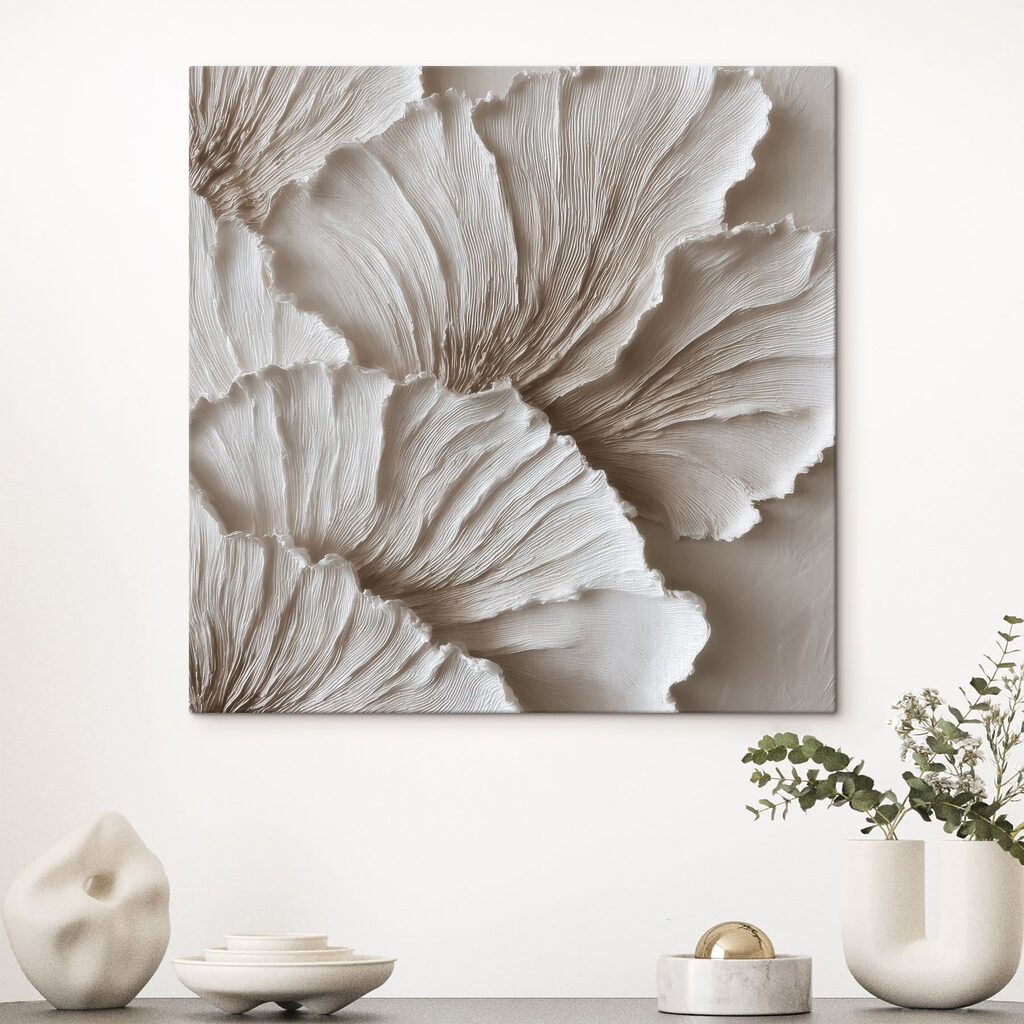 Foglie bianche su taupe — ambiente 2
