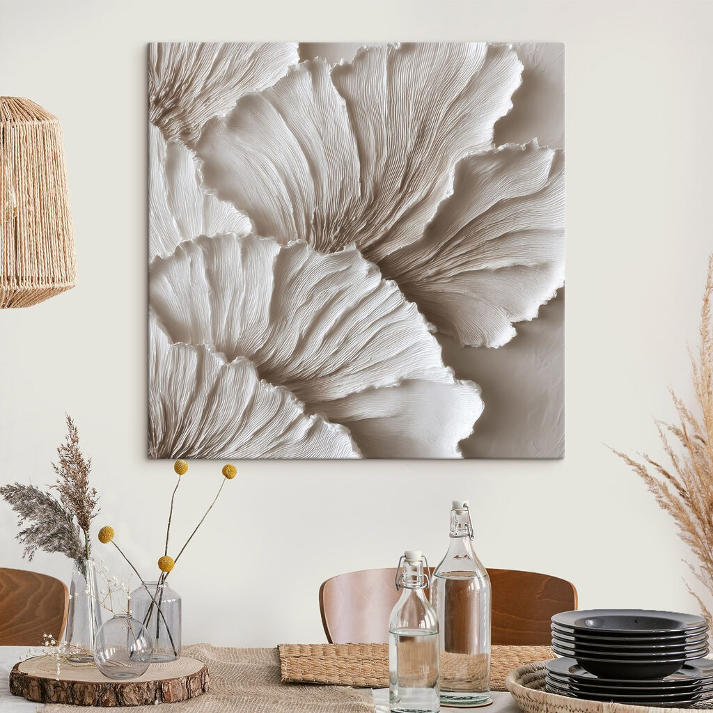 Foglie bianche su taupe — ambiente 3
