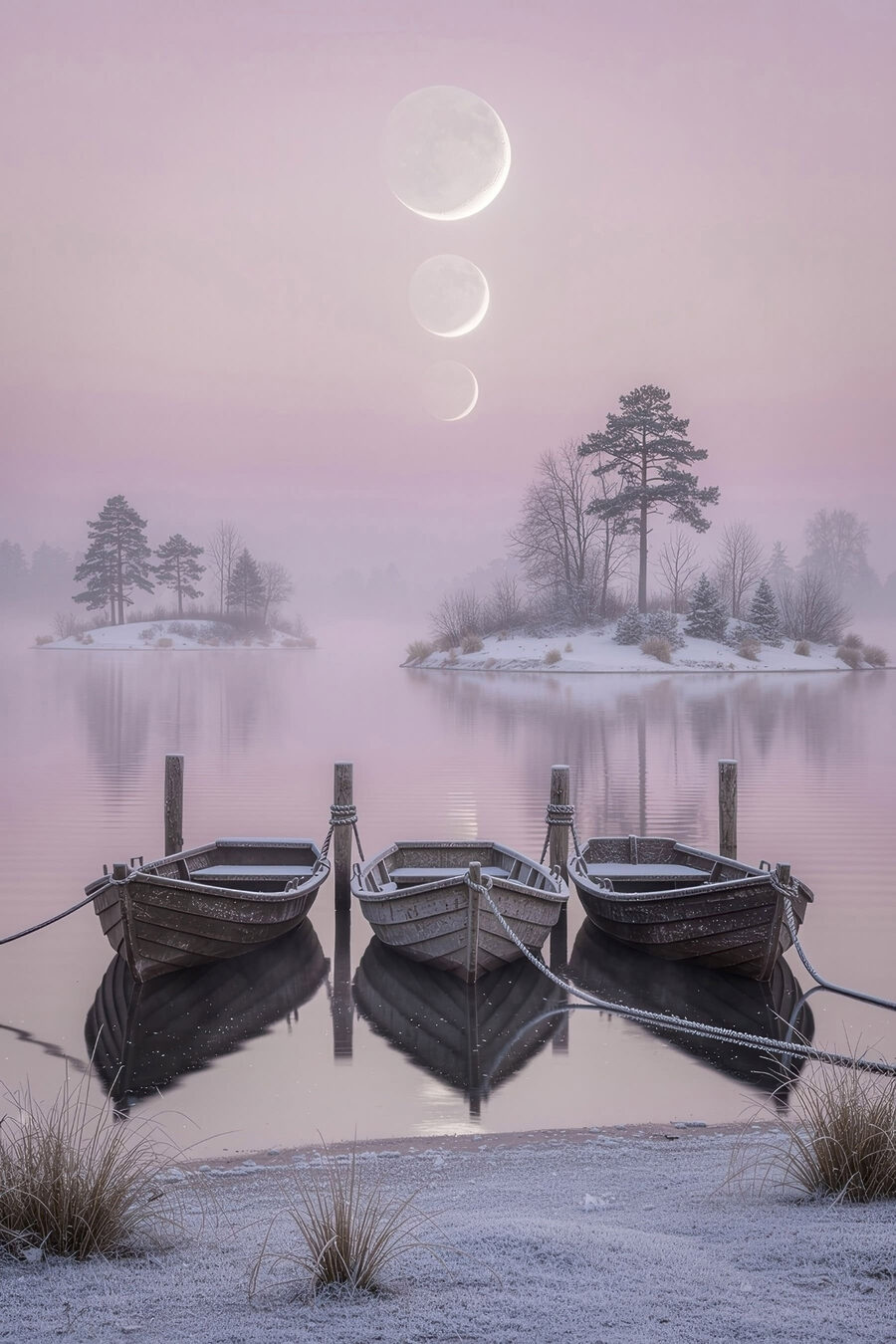 Barche sotto la luna — design completo