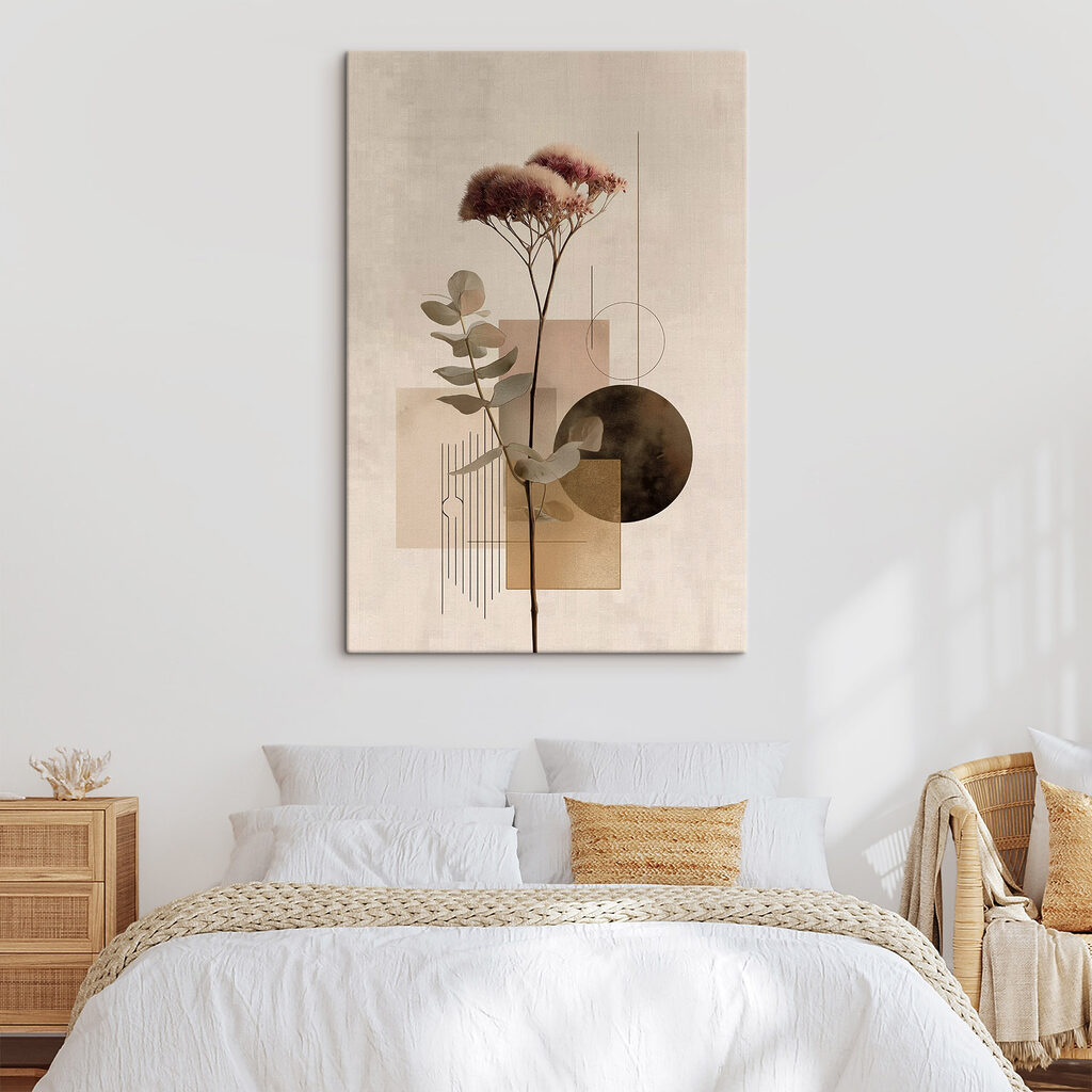 Stelo tra forme geometriche in un ambiente