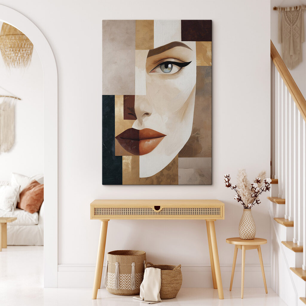 Sguardo tra quadrati beige in un ambiente