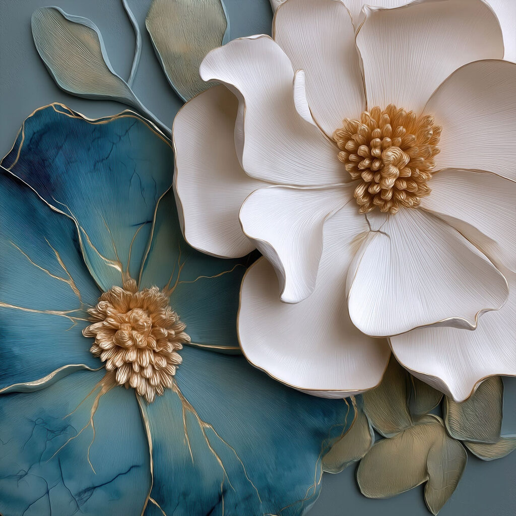 Fiore bianco e blu — design completo