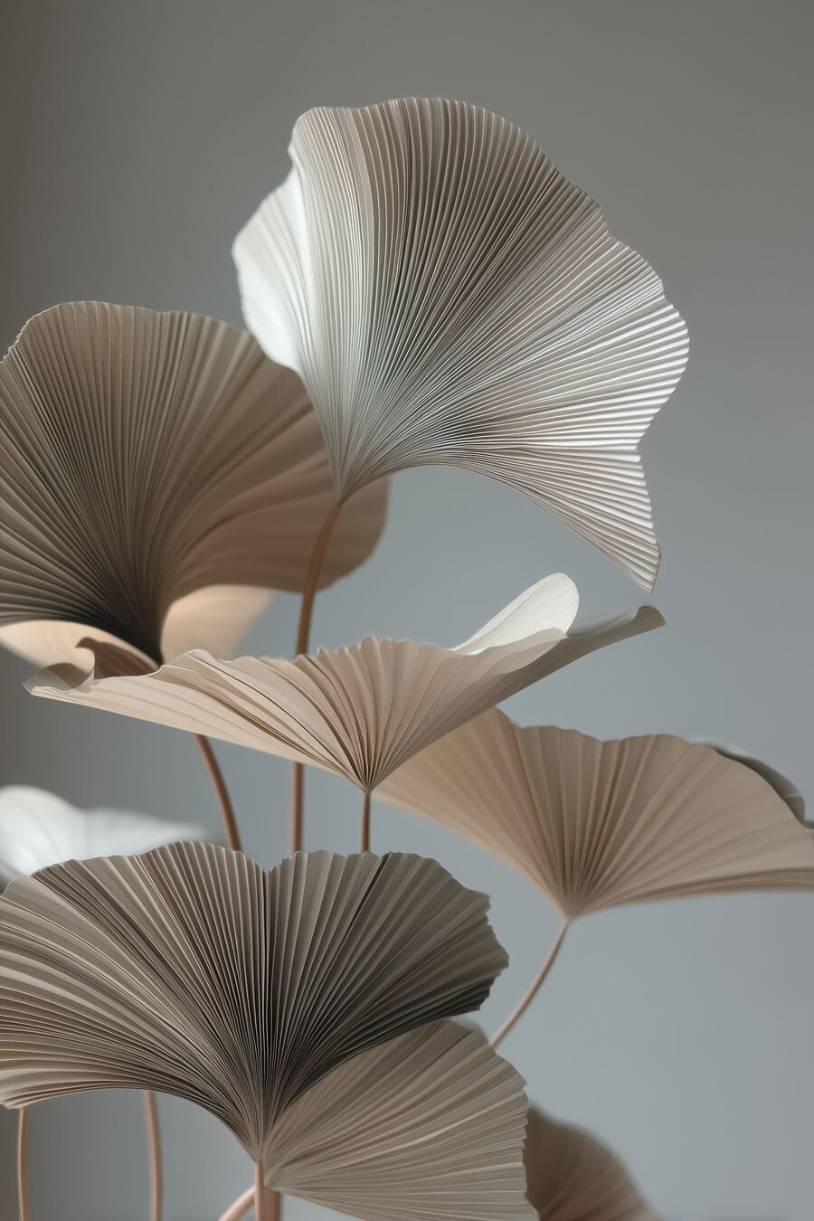 Ginkgo bruno su grigio — design completo