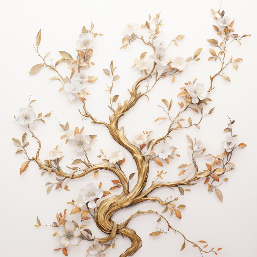Albero dorato in fiore — design completo