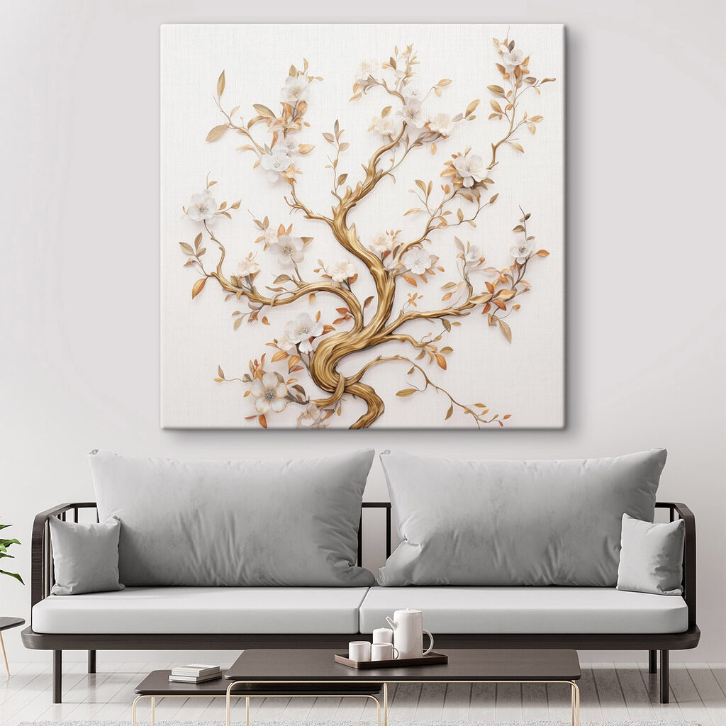 Albero dorato in fiore in un ambiente