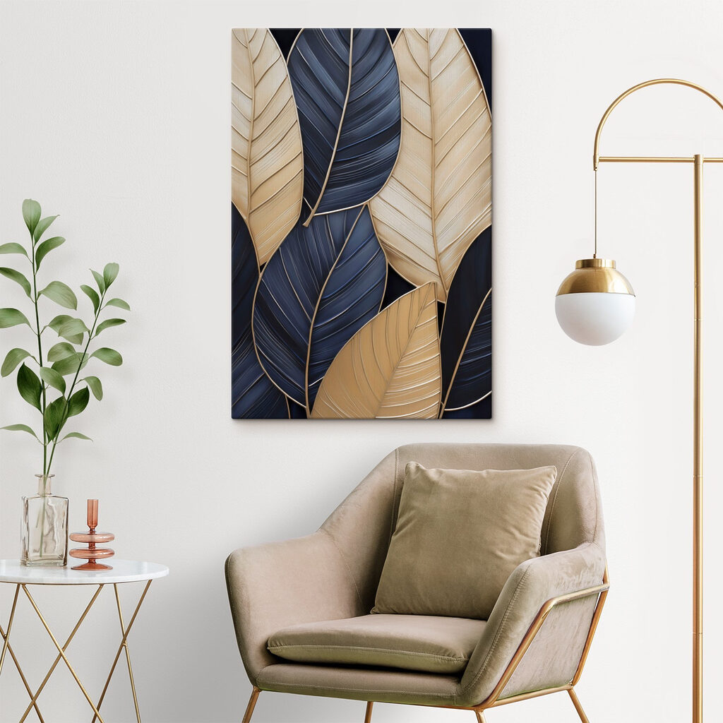 Foglie blu, nervature d’oro — ambiente 1