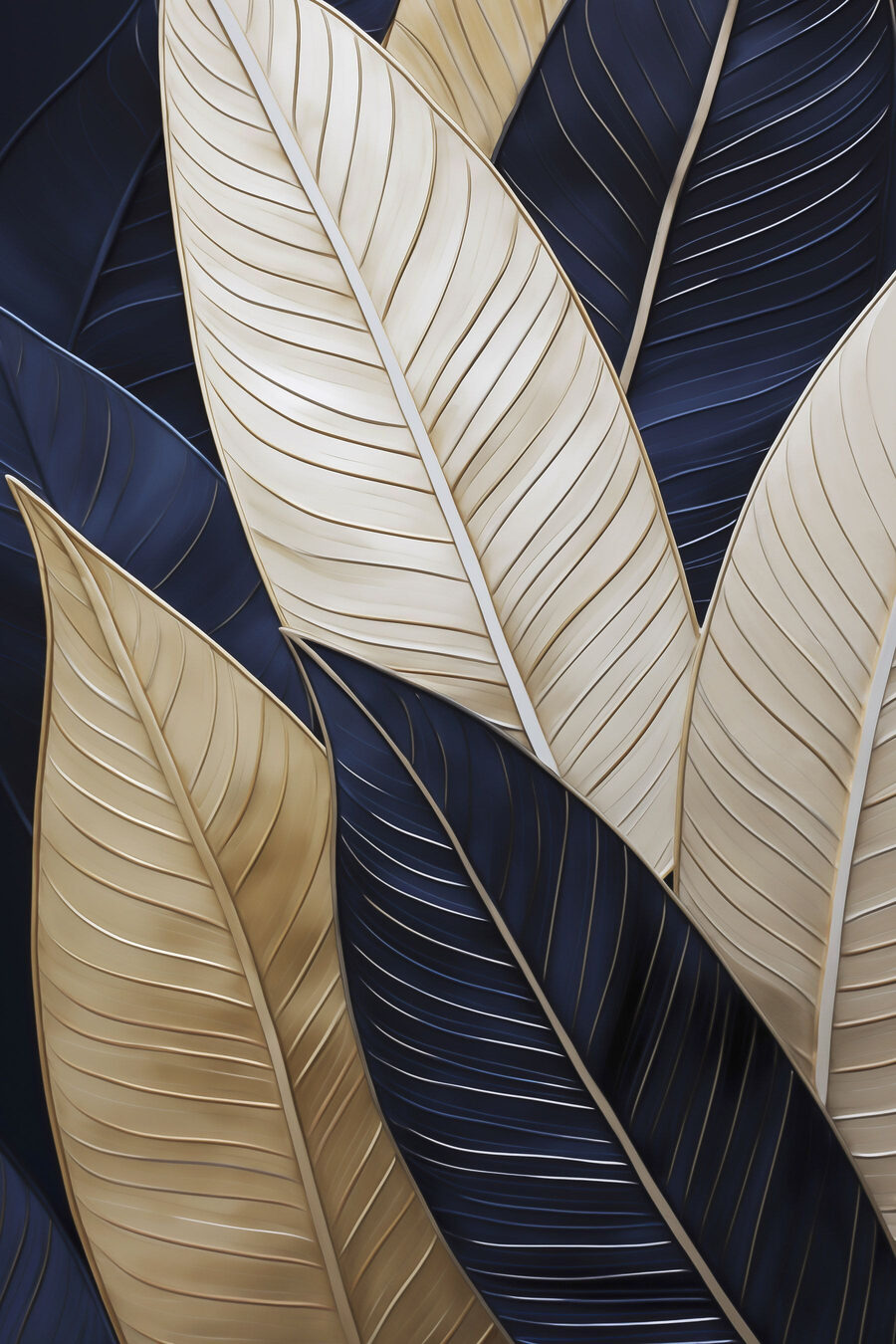Foglie su blu notte — design completo