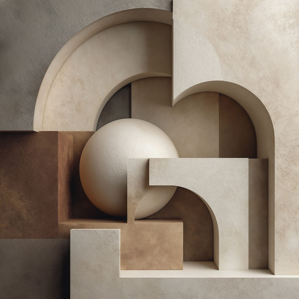Sfere tra passaggi curvi — design completo